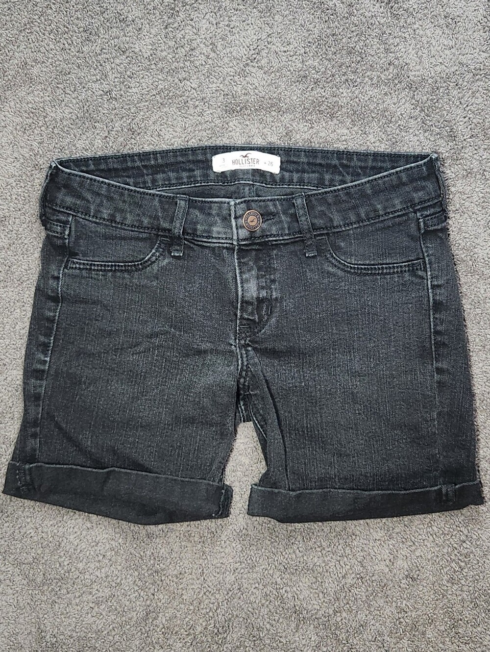 Black Hollister Low Rise Denim Shorts